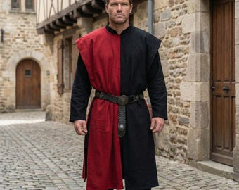 Renaissance tunic men, Medieval surcoat, Knights tabard, Over armor tunic, Viking warrior cosplay, Fantasy mens clothing, LARP costume men