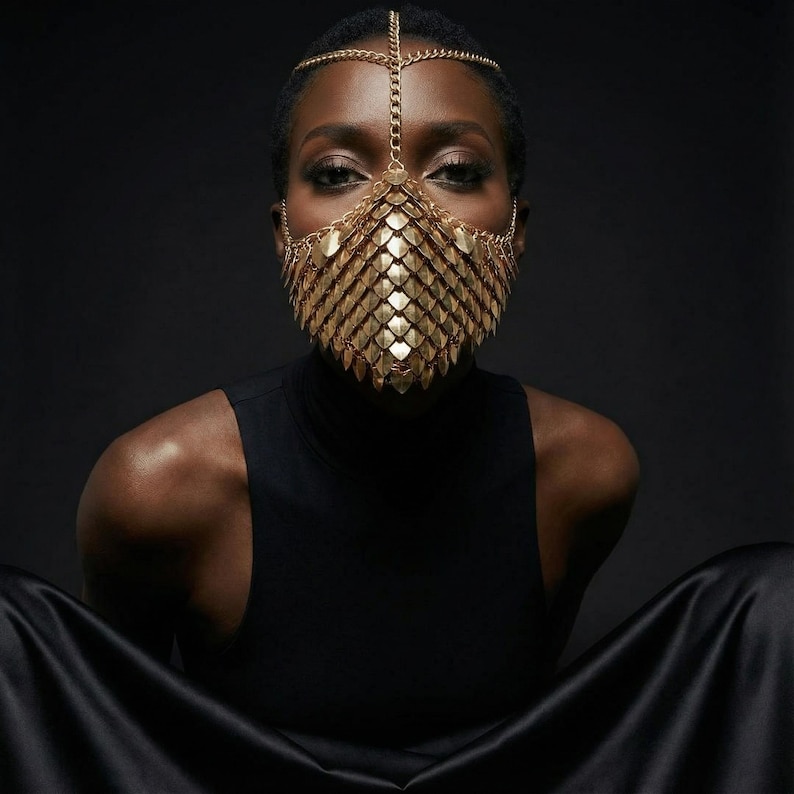 Metal Mask, Belly Dance Face Jewelry, Arabian Face Mask, Statement Face ...