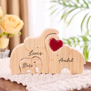 Personalized Wooden Family Puzzle, Gift for family and Christmas Home Decor, Elephant keepsakes for Mum, dad, Granny, elephant gift, baby