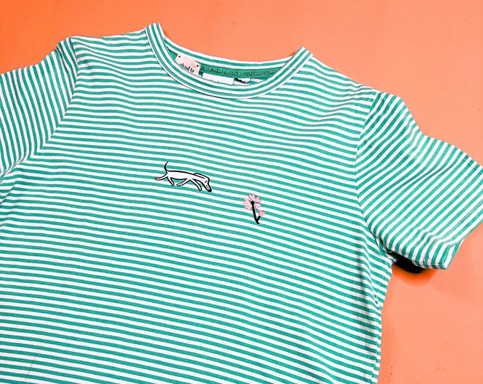 "Sausage Dog" Cotton Striped T-Shirt  | feat. Artur Blusiewicz | XS-M