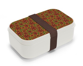 Retro Floral Pattern Bento Lunch Box | Autumn Colors, Daisy Motif