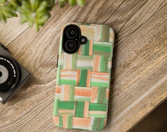 Green Peach Basketweave phone case | Tough Case