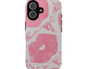 Pink Kiss Lip Print Phone Case | Tough Case