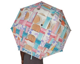 Pastel Abstract Watercolor Pattern Umbrella | Foldable Rain Accessory