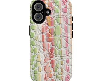 Pastel Mosaic Phone Case | Abstract Watercolor Pattern, Pink Green Coral