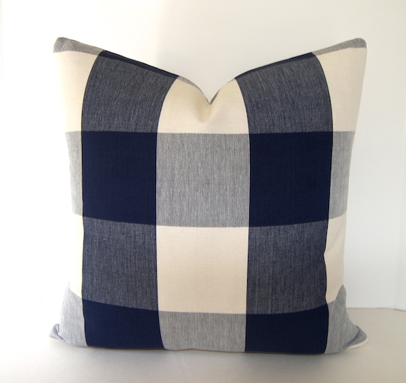 Navy Blue Ivory Buffalo Check Pillow Ivory Buffalo Check Pillow Cover