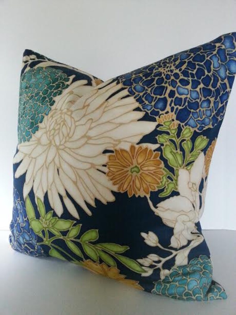 Designer Floral Pillow Cover / Asian Inspired / Chinoiserie / Etsy
