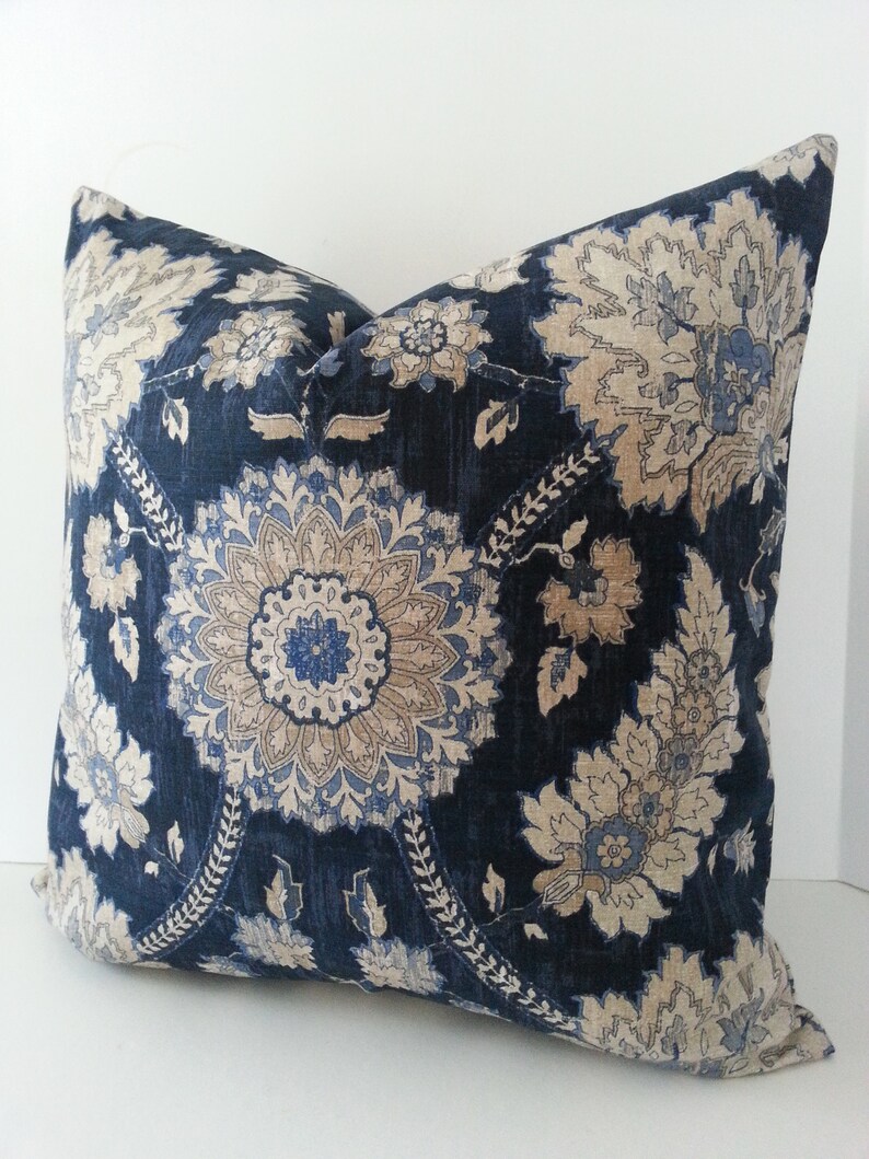 Decorative Designer Pillow Cover / Waverly Clifton Hall/ Blue Etsy
