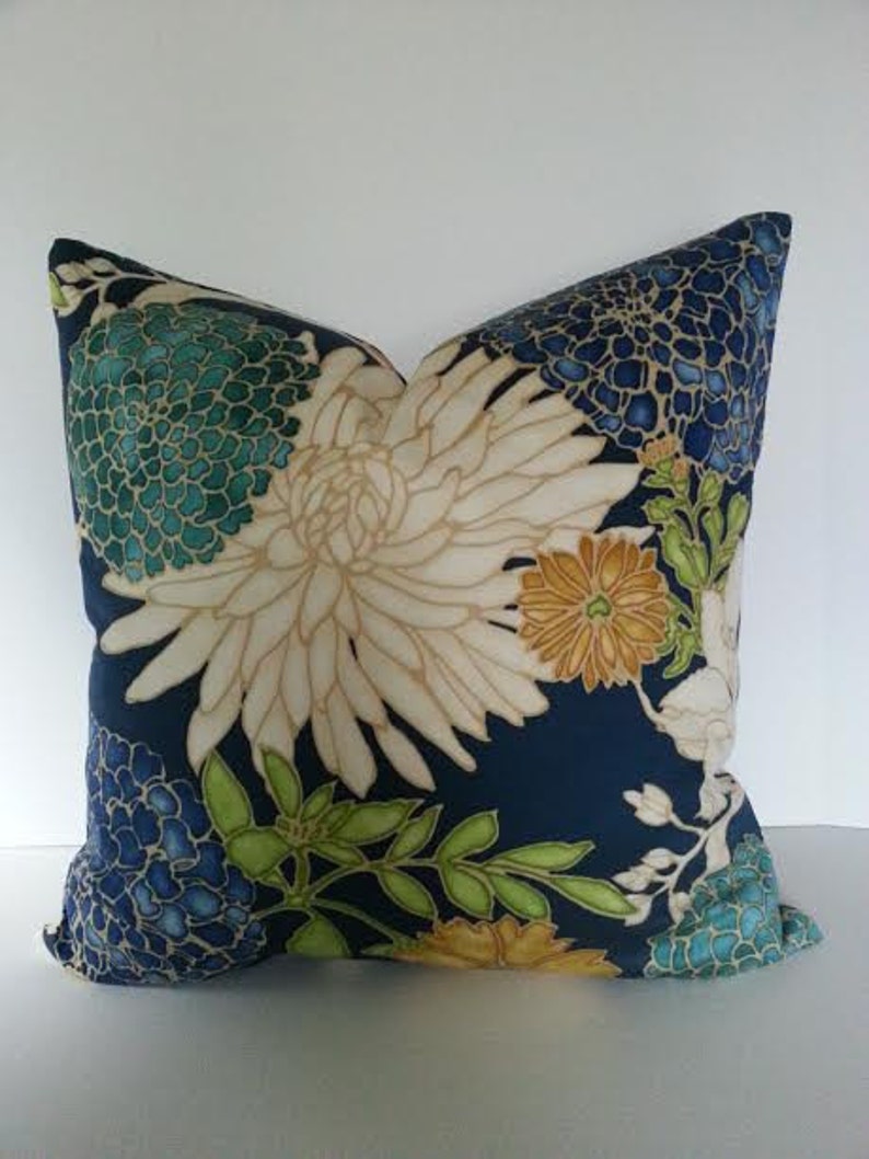 Designer Floral Pillow Cover / Asian Inspired / Chinoiserie / Etsy