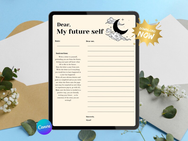 Future Self Letter Template Reflective Journaling PDF Manifestation