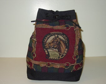 Winner's Circle Horse Tapestry Cinch Purse,Drawstring Purse,Equestrian Handbag,Horse Purse,Horse Lover Purse, Equestrian Bag