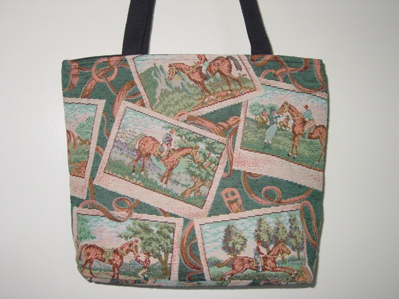 Horse Jockey Tote Purse Horse in Field Shoulder Purse Etsy