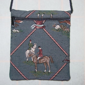 Horse Hunt Scene Mini Cross Body Bag, Shoulder Bag Purse, Plus, Equestrian Purse