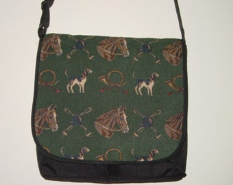 Horse and Hound Tapestry Messenger Bag – Equestrian Handbag, USA Made