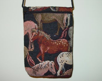 Horse  Tapestry Purse On The Rope Shoulder Bag, Equestrian Handbag