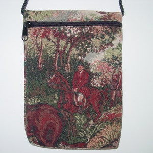 Horse Hunt Scene Tapestry Purse On The Rope Crossboday Bag,Equestrian Handbags