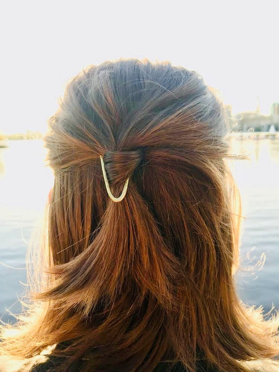 V Shape Brass Hair Pin - Etsy display picture 3