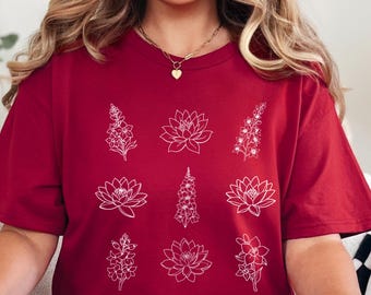 July Birth Flower Shirt, Nature Botanical T-Shirt, Wildflower Tee, Outdoor Lover Gift