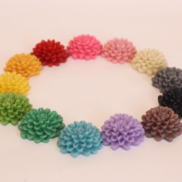 24 CHRYSANTHEMUM Cabochons - 20mm - CHOOSE your Colors