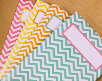 PRINTABLE PDF Set of 4 Cash Envelopes | Spring Chevron | Budget Envelopes | Zero Based Budget | Budget System Envelopes