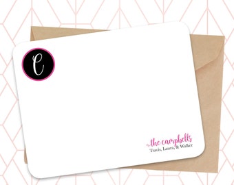 PERSONALIZED STATIONERY | I Family Monogram Flat Cards | Set of Notecards | Modern | Fun