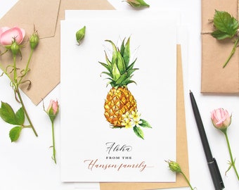 PERSONALIZED STATIONERY | Aloha Folded Cards | Set of Notecards | Pineapple Notecard