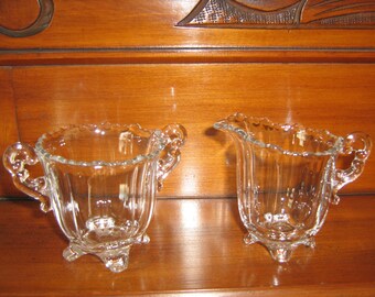 Vintage Clear Glass Cream/Sugar Set