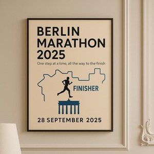 Poster marathon Berlijn 2025 – minimalistische muurkunst finisher – print raceroute – hardloopcadeau – digitale download – decor 28 september 2025