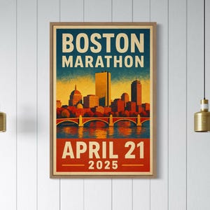 Boston Marathon 2025 Poster – Skyline Wall Art – Race Day Celebration – Runner Gift – Digital Download Printable Decor