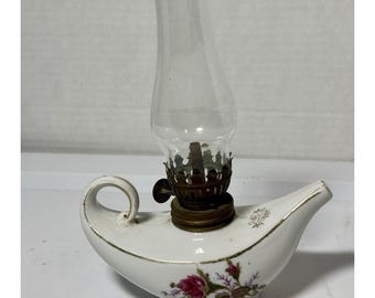 VTG Mini Sturmlampe Aladdin Genie Öllampe Japan Floral