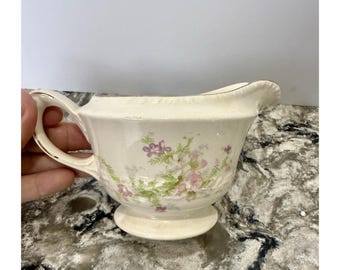 Crown Potteries Floral Gold Rimmed Creamer 9377 USA Vintage