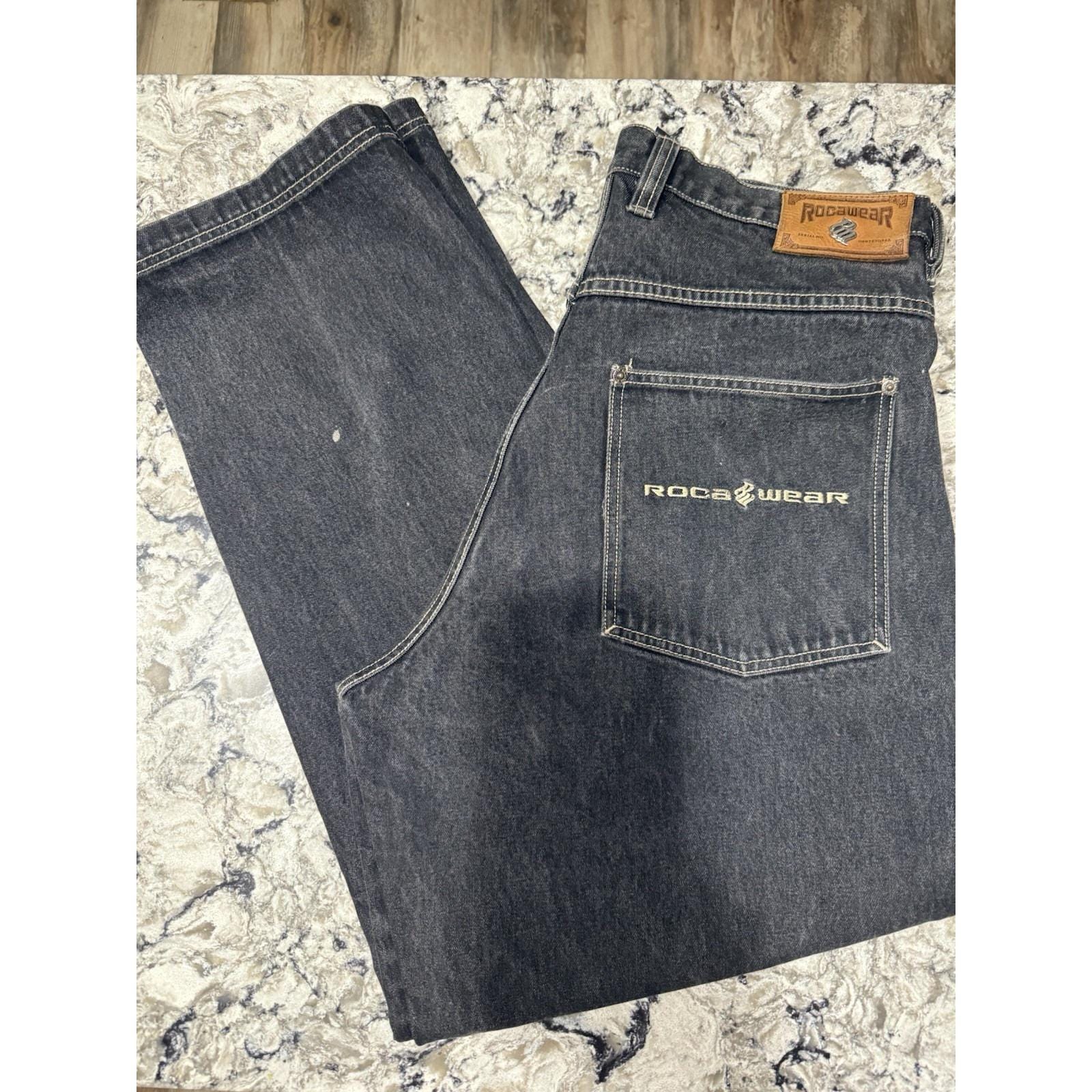 USA古着 ROCA WEAR BAGGY Y2K B系 ワイドデニムパンツ USA古着 rocawear デニムパンツ B系 baggy ワイド Y2K