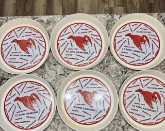LE CRAWFISH KING Plastic Crawfish Platter Tray Set Of 6 Vintage 13" By 2" **