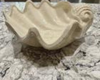 Große Schale dekorative Keramikschale 10,5 &quot;x 10,5&quot; x 5&quot; glasiert Clamshell Beach