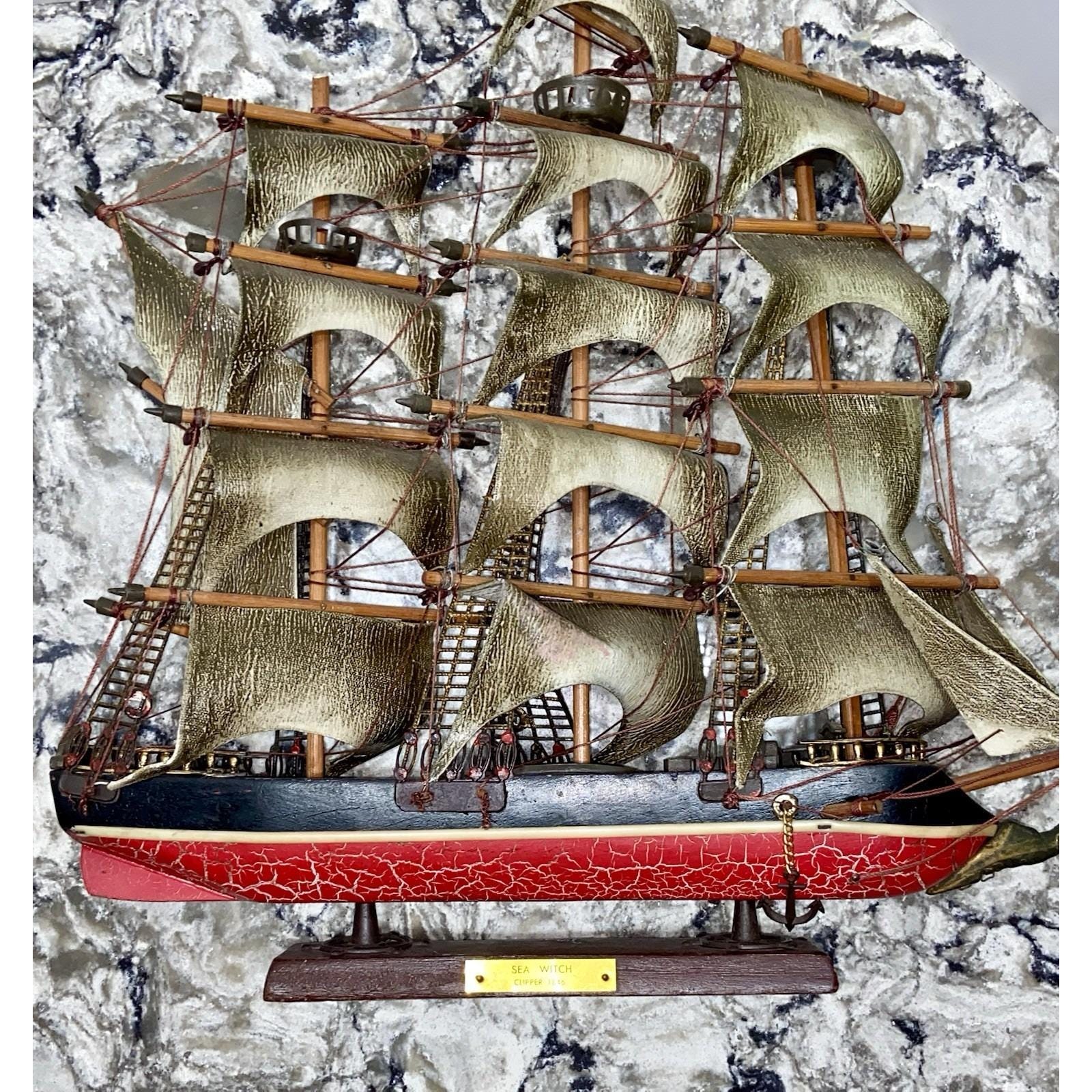 Vintage Model Sea Witch Clipper 1846 Nautical Model Ship Painted