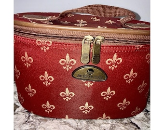 Estuche de viaje/artículos de aseo American Flyer Red Fleur De Lis VTG
