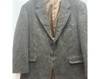 VTG Deansgate Men's Sport Coat Blazer Two Button Brown Lambswool Herringbone 44R