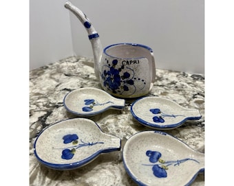 Porta bustine di tè in ceramica giapponese, posacenere singolo con contenitore, poggia cucchiaio giapponese