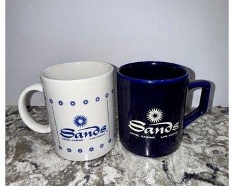 Las Vegas SANDS Hotel & Casino 10 oz Ceramic Coffee Mug Cup / Set of 2 - Vintage