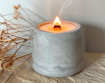 Handgefertigte Betonkerze – Minimalistische Sojawachskerze im handgefertigten Zementglas