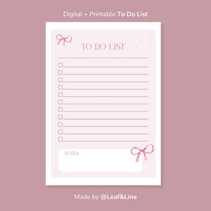 Pink Girly To-Do List | Printable & Digital Task List | PDF + JPG