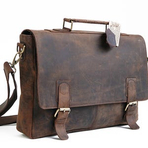 Krokoz  Leather Bag Leather Messenger Briefcase  Laptop Bag Leather Satchel Crossbody Leather bag office work Shoulder Bag Vintage Look