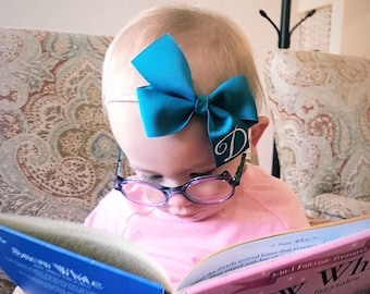 Monogrammed hair bow, monogrammed headband, monogrammbed baby bow, nylon headband, baby headband, baby headband, newborn headband