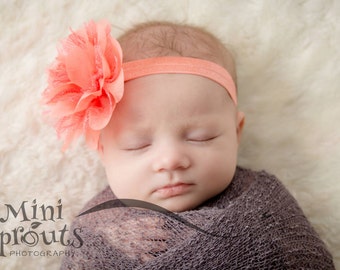 Infant Headband Coral Coral and Navy Headband Coral Headband Baby Headband Newborn Headband Navy Headband Navy and Aqua Headband