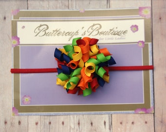 Rainbow korker hair bow,  korker, baby headband, infant headband, korker headband, rainbow headband