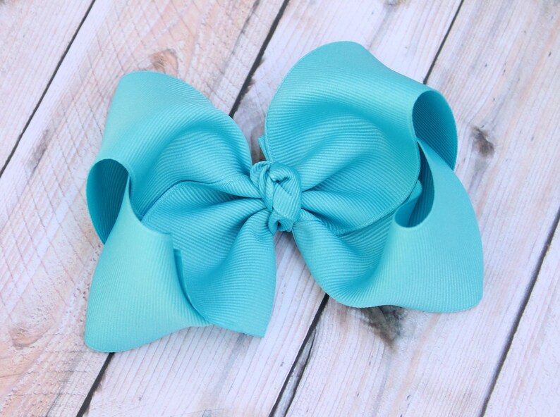 5 inch hairbow, girls hair bow, blue bow, blue hair bow, turquoise headband, Easter basket stuffer, large hair bow, bow headband, baby bow image 1