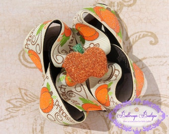 Pumpkin patch bow, pumpkin hair bow, fall hair bow, halloween hair bow, Thanksgiving hair bow