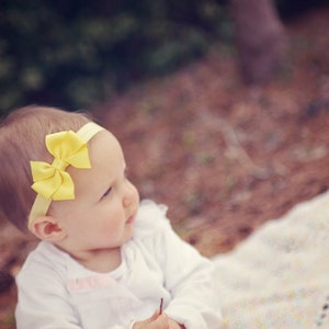 Żółta opaska na dziecko, Opaska dla niemowląt, Opaska dla niemowląt, Opaska na włosy, żółta Opaska do włosów zdjęcie 1