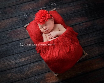 Red baby headband, infant headband, newborn headband, red flower headband, photo prop, Valentine's headband, red Valentine's bow
