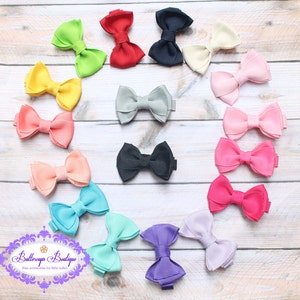 Baby hair bow, girl hair bow, 2 hair bow, small hair bow, basic hair bow, toddler hair bow, hair bow set, set you pick 10 colors, mini bow image 1